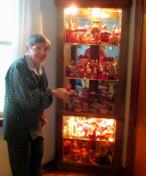 Janell showing off a small portion of her top collection in October 2013.